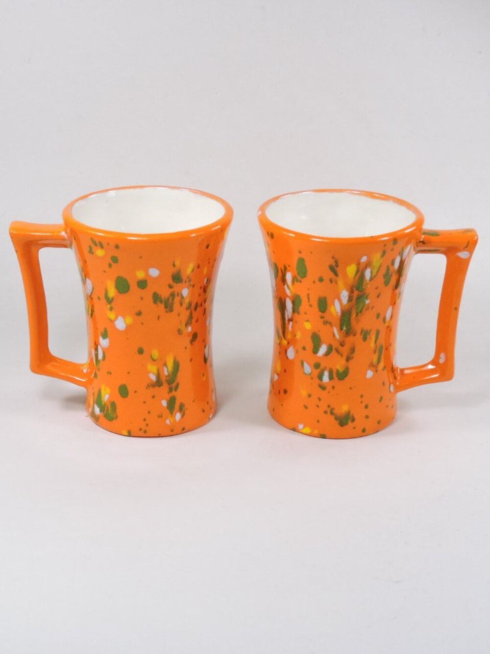 Pair of Ceramic Mugs - Unique Handle Design - Autumn or Halloween Decor